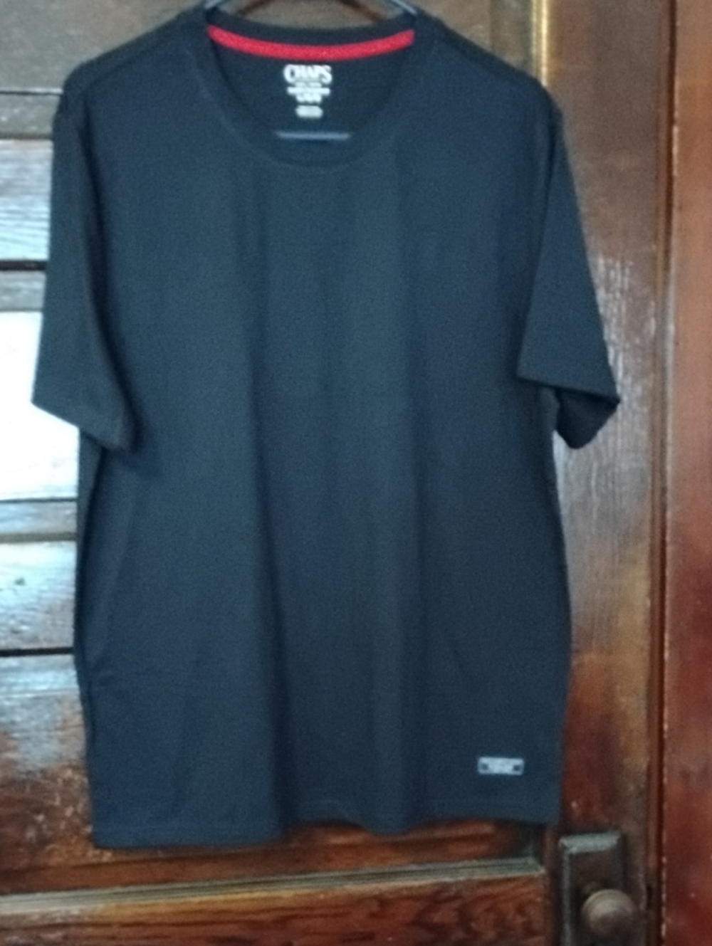 Chaps Men’s Navy Short Sleeve Crew Tee with Red Neckband